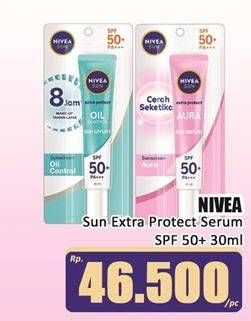 Promo Harga Nivea Sun Face Serum SPF50+ Oil Control, Instant Aura, CE 30 ml - Hari Hari