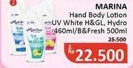 Promo Harga MARINA Hand Body Lotion UV White Healthy Glow, UV White Hydro Cool, Bright Fresh 460 ml - Alfamidi
