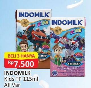 Promo Harga INDOMILK Susu UHT Kids All Variants per 3 pcs 115 ml - Alfamart