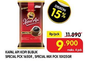 Promo Harga KAPAL API Kopi Bubuk Spesial 165 g/ Special Mix 10x25 g  - Superindo