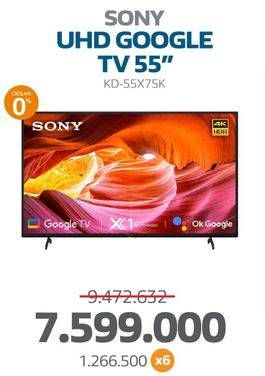 Promo Harga Sony X75K Ultra HD 4K High Dynamic Range (HDR) Smart TV (Google TV) KD-55X75K 55 Inch  - Electronic City