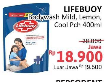 Promo Harga Lifebuoy Body Wash Mild Care, Lemon Fresh, Cool Fresh 400 ml - Alfamidi