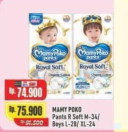 Promo Harga Mamy Poko Pants Royal Soft M34, L28, XL24 24 pcs - Alfamart