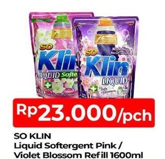 Promo Harga SO KLIN Liquid Detergent + Softergent Pink, + Anti Bacterial Violet Blossom 1600 ml - TIP TOP