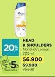 Promo Harga Head & Shoulders Shampoo Lemon Fresh, Cool Menthol 300 ml - Watsons