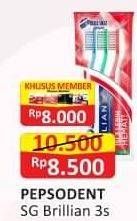 Promo Harga PEPSODENT Sikat Gigi Brilian Soft 3 pcs - Alfamart