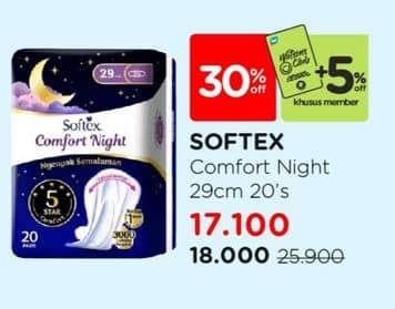 Promo Harga Softex Comfort Night Wing 29cm 20 pcs - Watsons