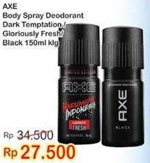 Promo Harga AXE Body Spray Dark Temptation, Gloriously Fresh, Black 150 ml - Indomaret