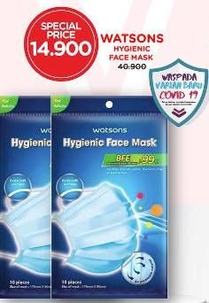 Promo Harga Watsons Hygienic Face Mask 10 pcs - Watsons