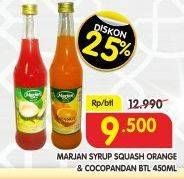 Promo Harga MARJAN Syrup Squash Coco Pandan, Orange 450 ml - Superindo