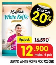 Promo Harga Luwak White Koffie per 9 sachet 20 gr - Superindo