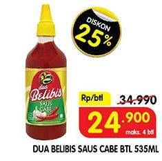 Promo Harga DUA BELIBIS Saus Cabe 535 ml - Superindo