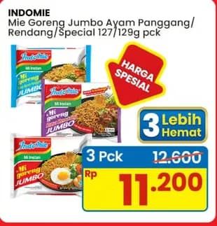Promo Harga Indomie Mi Goreng Jumbo Ayam Panggang, Rendang, Spesial 120 gr - Indomaret