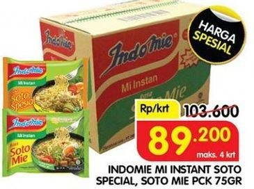 Promo Harga INDOMIE Mi Kuah Soto Mie, Soto Spesial per 40 pcs 70 gr - Superindo