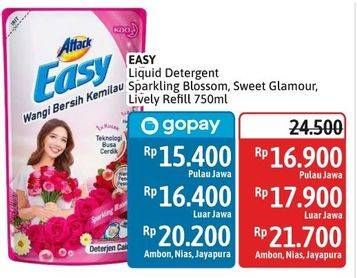 Promo Harga Attack Easy Detergent Liquid Sparkling Blooming, Sweet Glamour, Lively Energetic 750 ml - Alfamidi