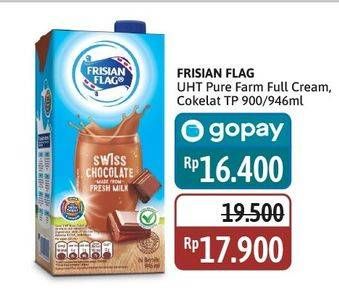 Promo Harga Frisian Flag Susu UHT Purefarm Full Cream, Swiss Chocolate 900 ml - Alfamidi