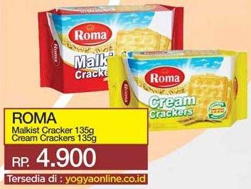 Promo Harga ROMA Malkist Crackers, Cream Crackers 135 gr - Yogya