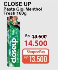 Promo Harga CLOSE UP Pasta Gigi Everfresh Menthol Fresh, Deep Action Menthol Fresh 160 gr - Alfamart