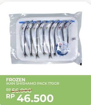 Ikan Shisamo 170 gr Diskon 18%, Harga Promo Rp46.500, Harga Normal Rp56.800, Tersedia di yogyaonline.co.id