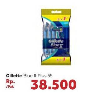Promo Harga GILLETTE Blue II Plus 5 pcs - Carrefour