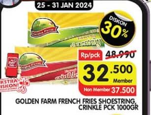 Promo Harga Golden Farm French Fries Shoestring, Crinkle 1000 gr - Superindo