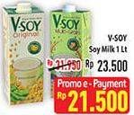 Promo Harga V-SOY Soya Bean Milk Original, Multi Grain 1000 ml - Hypermart