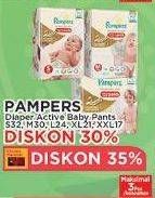 Promo Harga PAMPERS Premium Care Active Baby Pants S32, M30, L24, XL21, XXL17  - Yogya