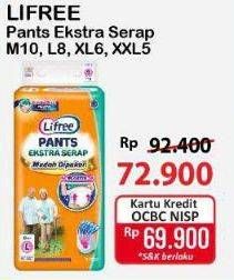 Promo Harga Lifree Popok Celana Ekstra Serap M10, L8, XL6, XXL5 5 pcs - Alfamart