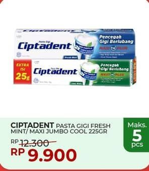 Promo Harga Ciptadent Pasta Gigi Maxi 12 Plus Cool Mint, Fresh Mint 250 gr - Yogya
