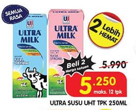 Promo Harga Ultra Milk Susu UHT All Variants 250 ml - Superindo