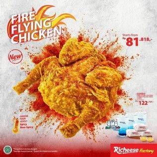 Promo Harga RICHEESE FACTORY Combo Fire Flying Chicken 1 Fire Flying Chicken + 3 Amo Italian Soda + 3 Rice  - Richeese Factory