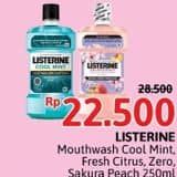 Promo Harga Listerine Mouthwash Antiseptic Cool Mint, Fresh Citrus, Zero, Sakura Peach 250 ml - Alfamidi