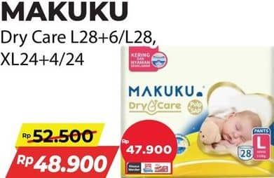 Promo Harga Makuku Dry & Care Celana L28+6, L28, XL24+4, XL24 24 pcs - Alfamart