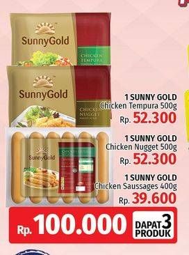 Promo Harga Paket 3 Produk: SUNNY GOLD Chicken Tempura + Chicken Nugget + Chicken Sausages  - LotteMart