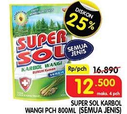 Promo Harga SUPERSOL Karbol Wangi Sereh, Pine, Lemon Mint, Eucalyptus 800 ml - Superindo