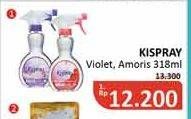 Promo Harga KISPRAY Pelicin Pakaian Spray Amoris, Violet 318 ml - Alfamidi