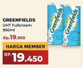 Promo Harga Greenfields UHT Full Cream 1000 ml - Yogya