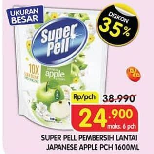 Promo Harga Super Pell Pembersih Lantai Fresh Apple 1600 ml - Superindo
