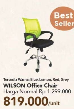 Promo Harga Wilson Office Chair Blue, Grey, Lemon, Red  - Carrefour