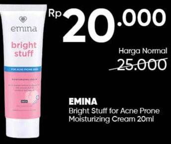 Promo Harga EMINA Bright Stuff Moisturizing Cream For Acne Prone Skin 20 ml - Guardian