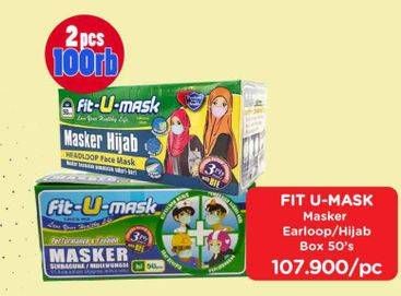 Promo Harga FIT-U-MASK Masker Earloop, Hijab Headloop 50 pcs - Watsons