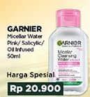 Promo Harga Garnier Micellar Water Pink, Salicylic BHA, Oil-Infused 50 ml - Indomaret