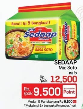 Promo Harga Sedaap Mie Kuah Soto per 5 pcs 75 gr - LotteMart