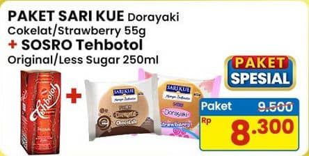 Promo Harga Sosro Teh Botol + Sari Kue Dorayaki  - Indomaret
