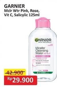 Promo Harga Garnier Micellar Water Pink, Rose, Vitamin C 125 ml - Alfamart