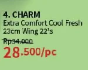 Promo Harga Charm Extra Comfort Cooling Fresh Wing 23cm 22 pcs - Guardian