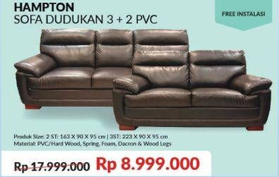 Promo Harga HAMPTON Sofa 2 + 3 Dudukan Berbahan PVC  - COURTS