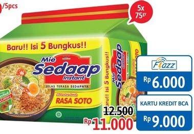 Promo Harga SEDAAP Mie Kuah Soto per 5 pcs 75 gr - Alfamidi