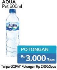 Promo Harga AQUA Air Mineral per 3 botol 600 ml - Alfamidi