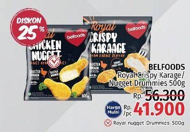 Promo Harga BELFOODS Royal Nugget Crispy Karaage, Chicken Nugget Drummies 500 gr - LotteMart